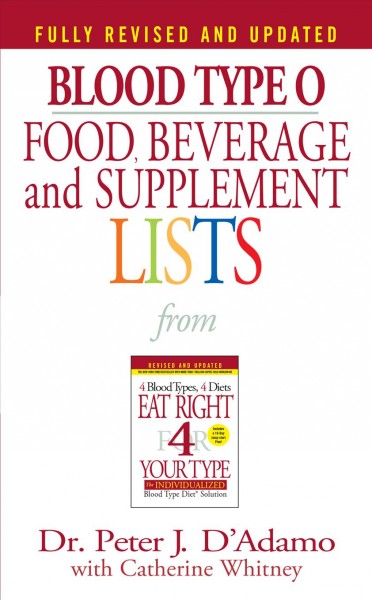 Blood type O: Food, beverage and supplement lists from Eat Right 4 your type.